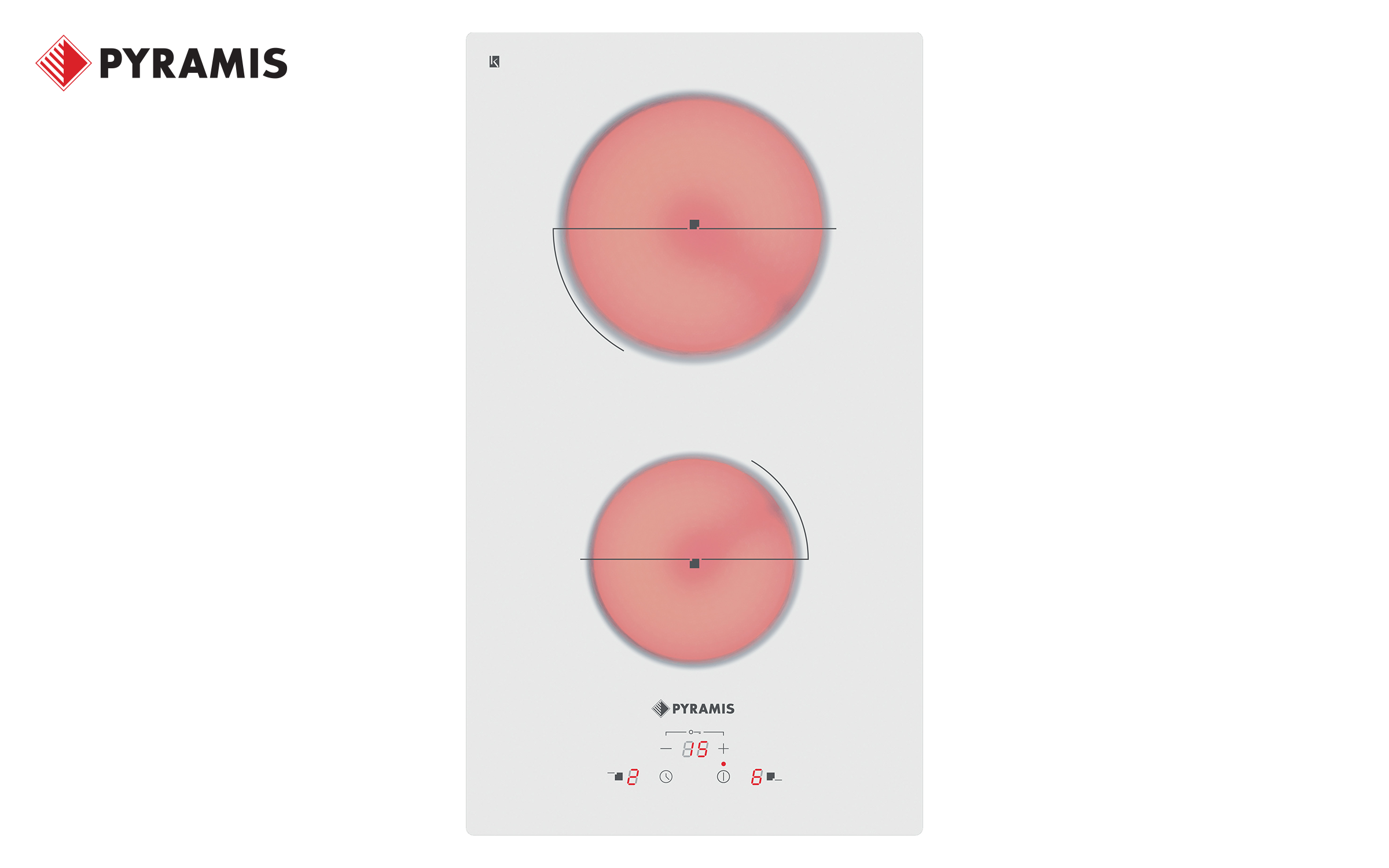 Ceramic hob PYRAMIS, 2 zones, white  1